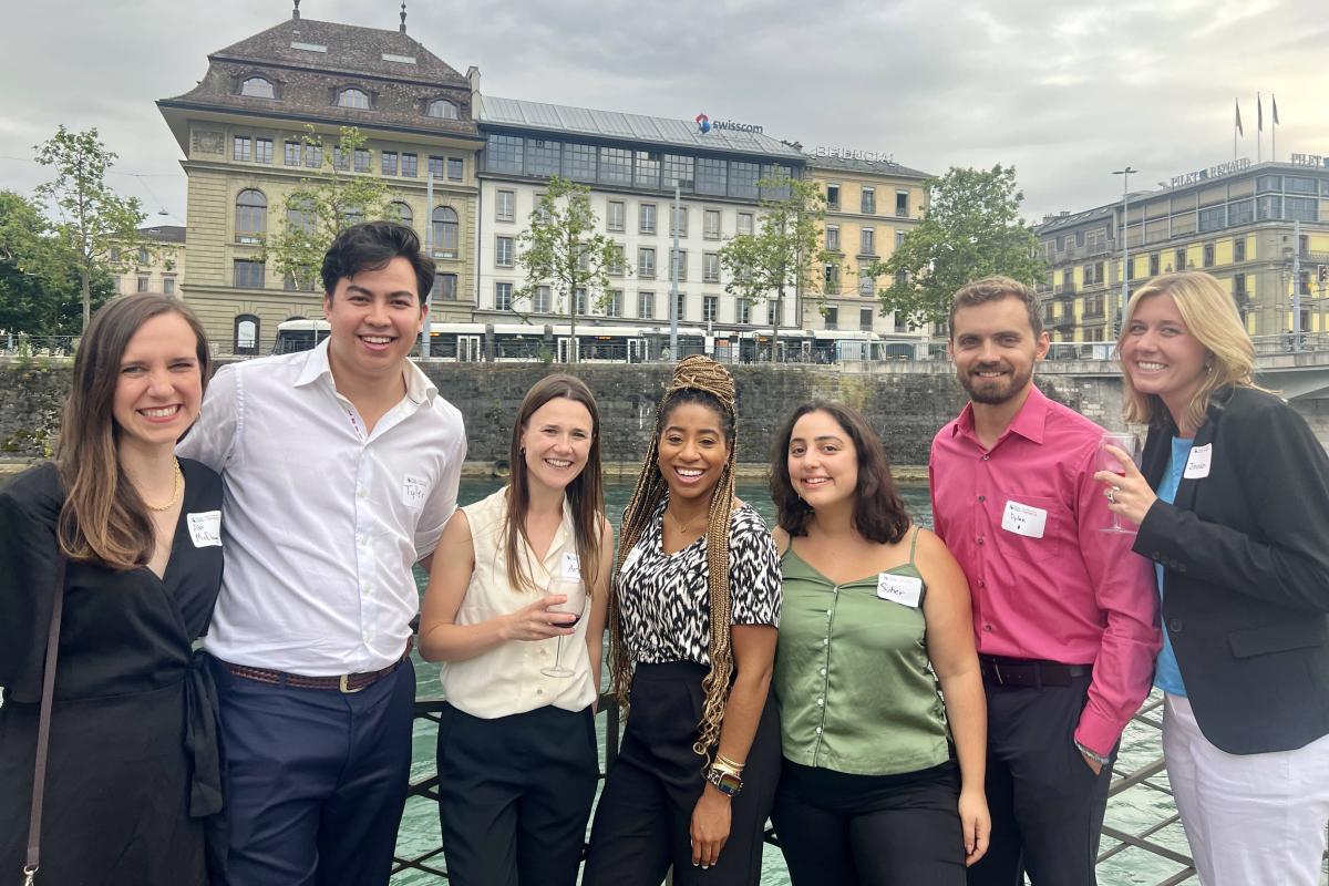 Students in Geneva, smiling