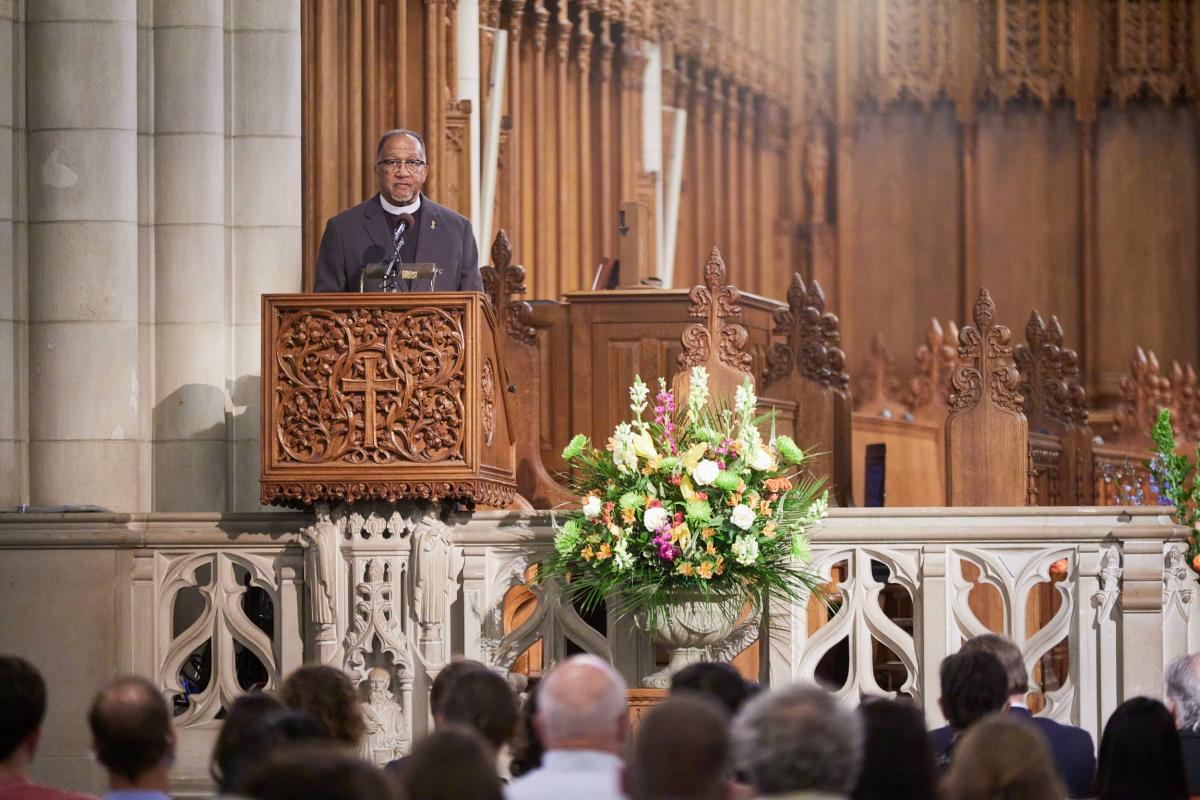 Man at lectern