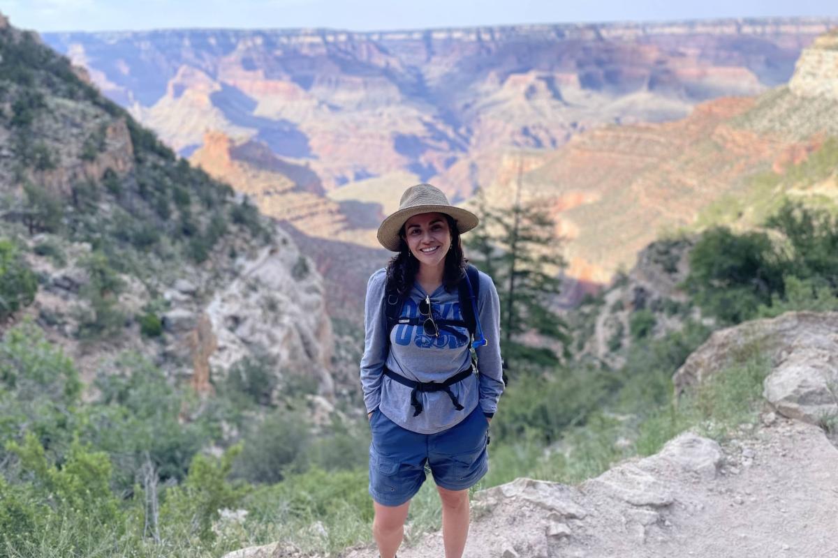 Maria hiking in the Grand Canyon for internship training