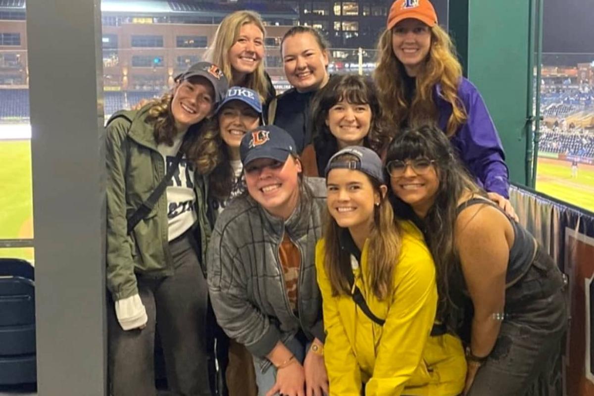 Several students at Durham Bulls game.