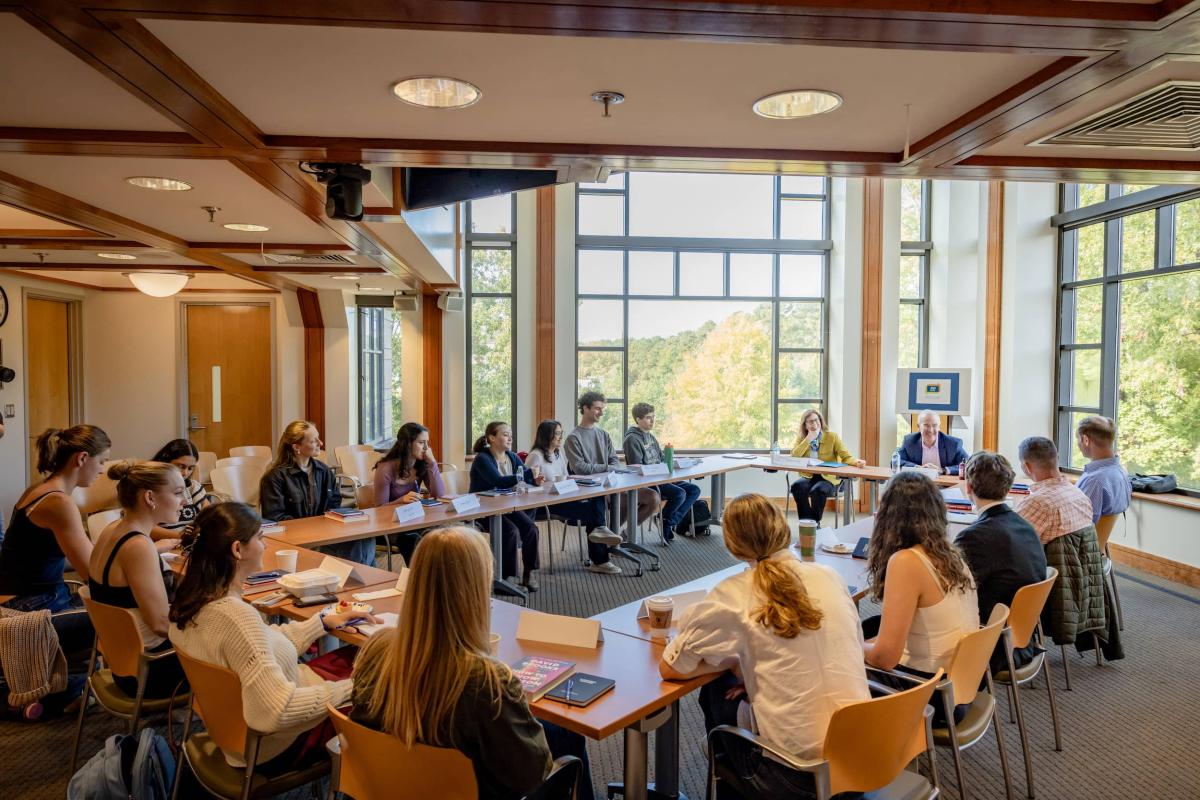 Students in large room with Brooks