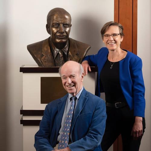 Joel Fleishman with Judith Kelley and Terry Sanford bust