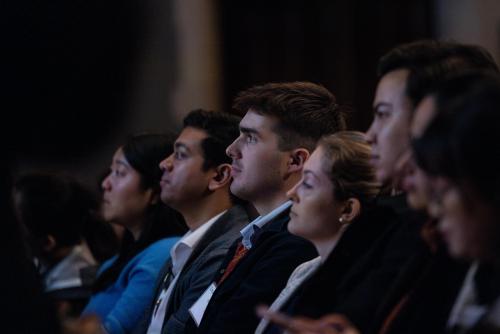 Students in crowd watching event